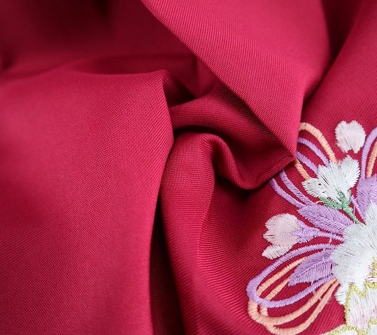 卒業式袴単品レンタル[刺繍]ローズピンクに花とリボン刺繍[身長148-152cm]No.787